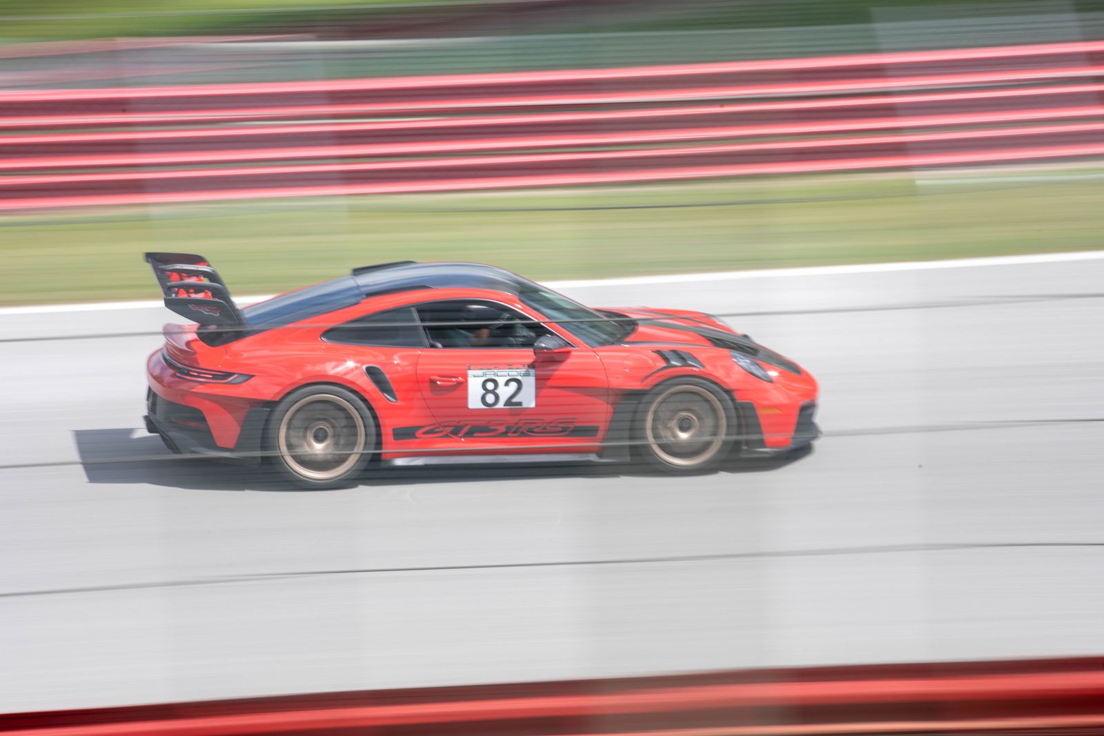 992 GT3 RS against the red and white barriers during a NASA Great Lakes TT weekend at Mid-Ohio